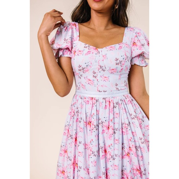 Ivy City Co. Ballerina Dress NWT Pink Blossom Size Medium Floral Spring Midi - Picture 2 of 15